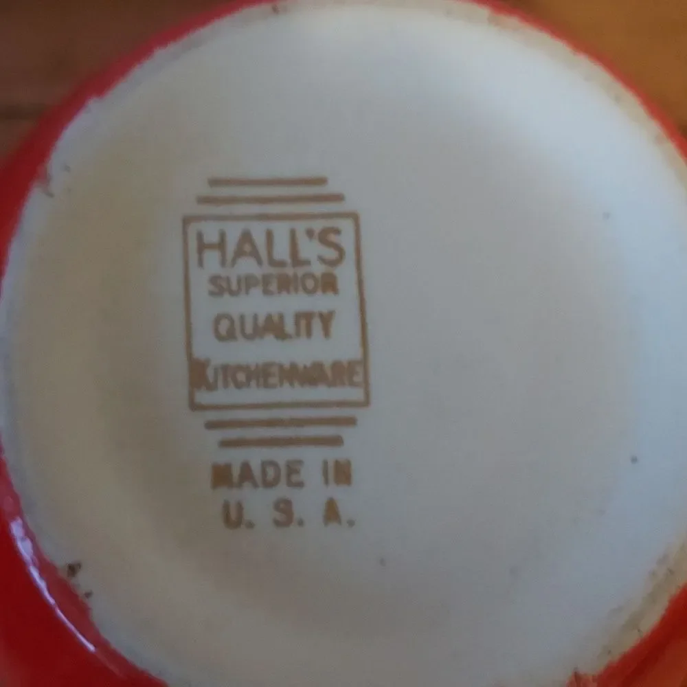 Hall China Company Red Pitcher 1 quart Vintage pottery pitcher